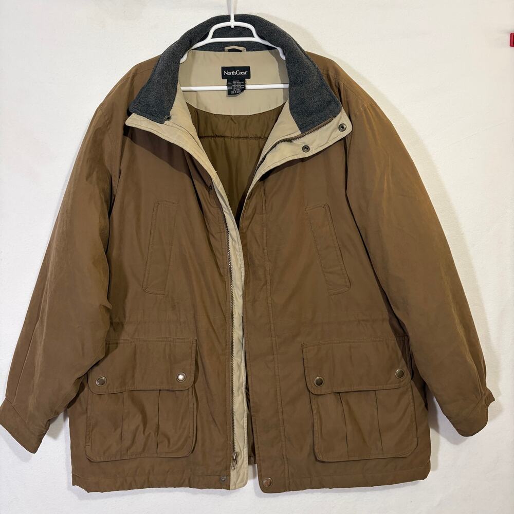 NorthCrest Winter Jacket XL Brown Parka Lined Heavy Snow Coat Vintage Classic